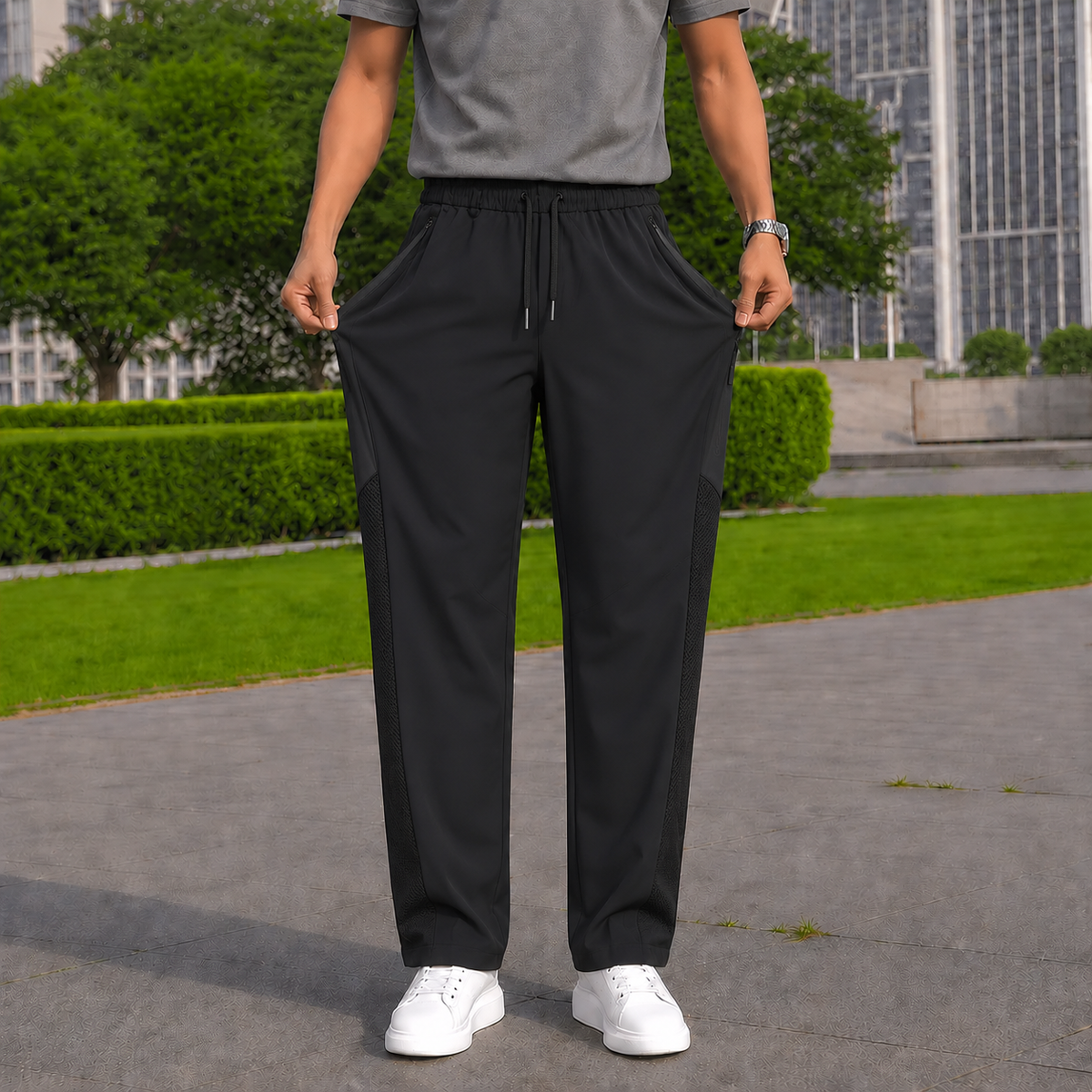 Premium Korean Mesh Pants - BLACK