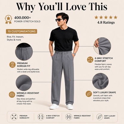 Milano Pleated Trousers - Grey
