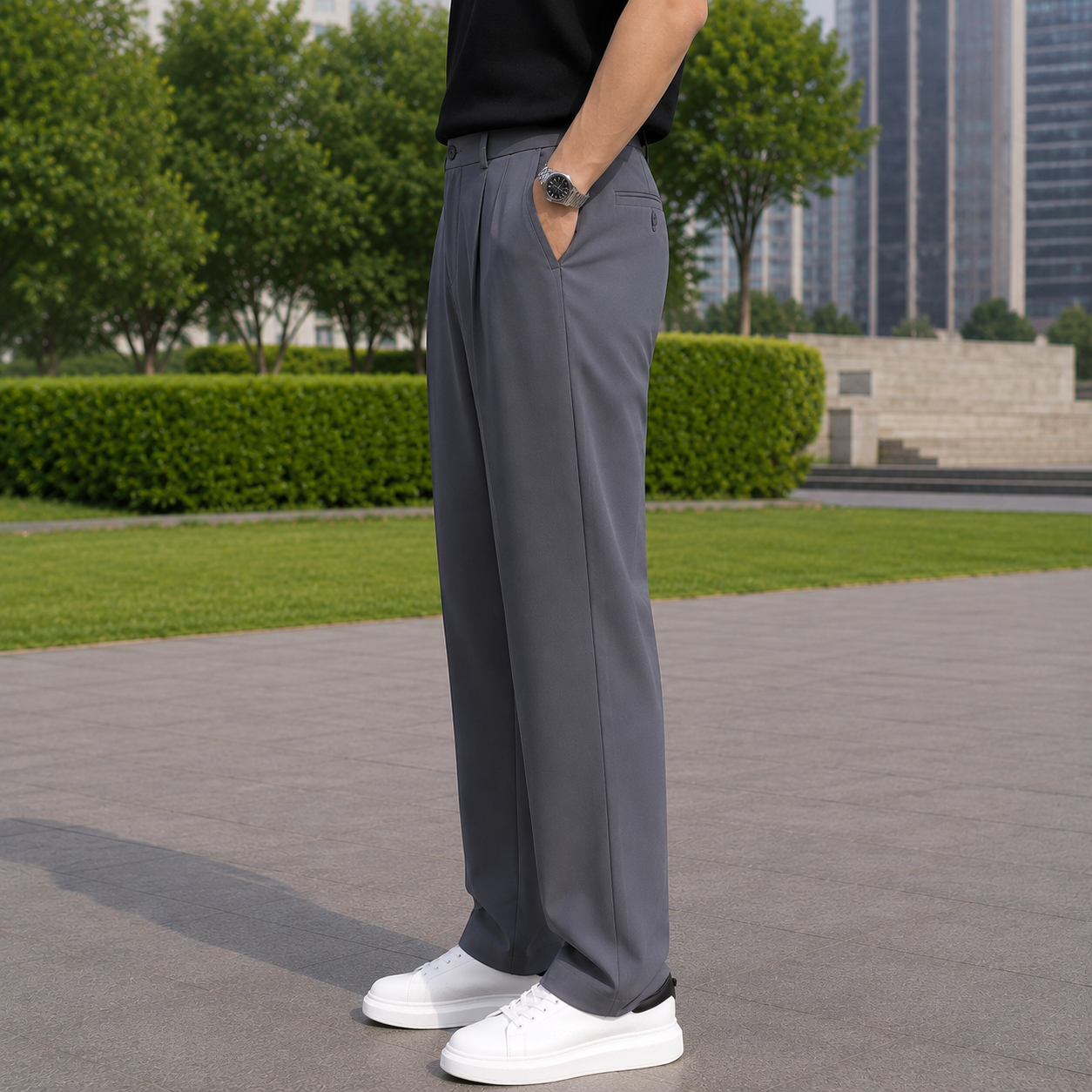 Milano Pleated Trousers - Grey