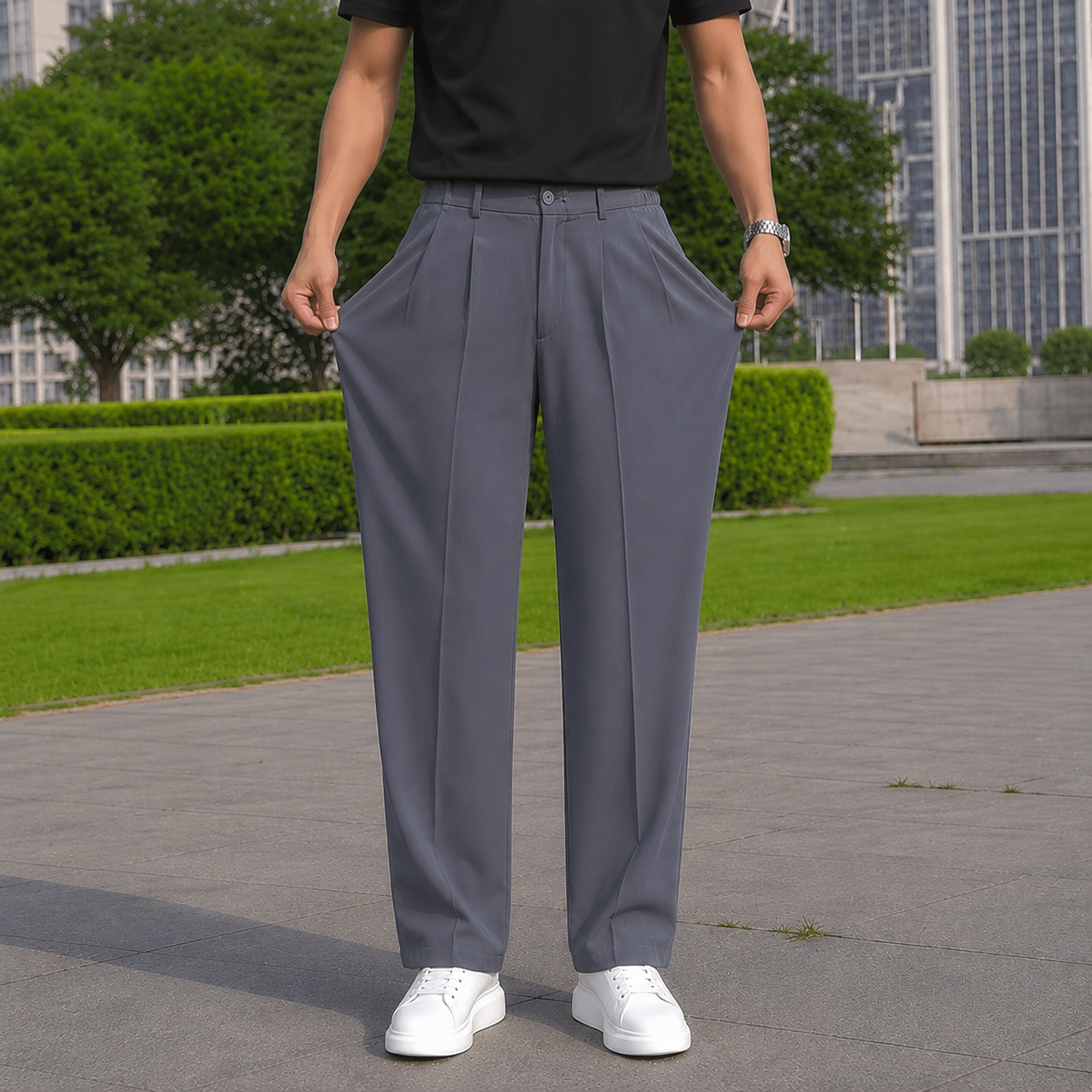 Milano Pleated Trousers - Grey