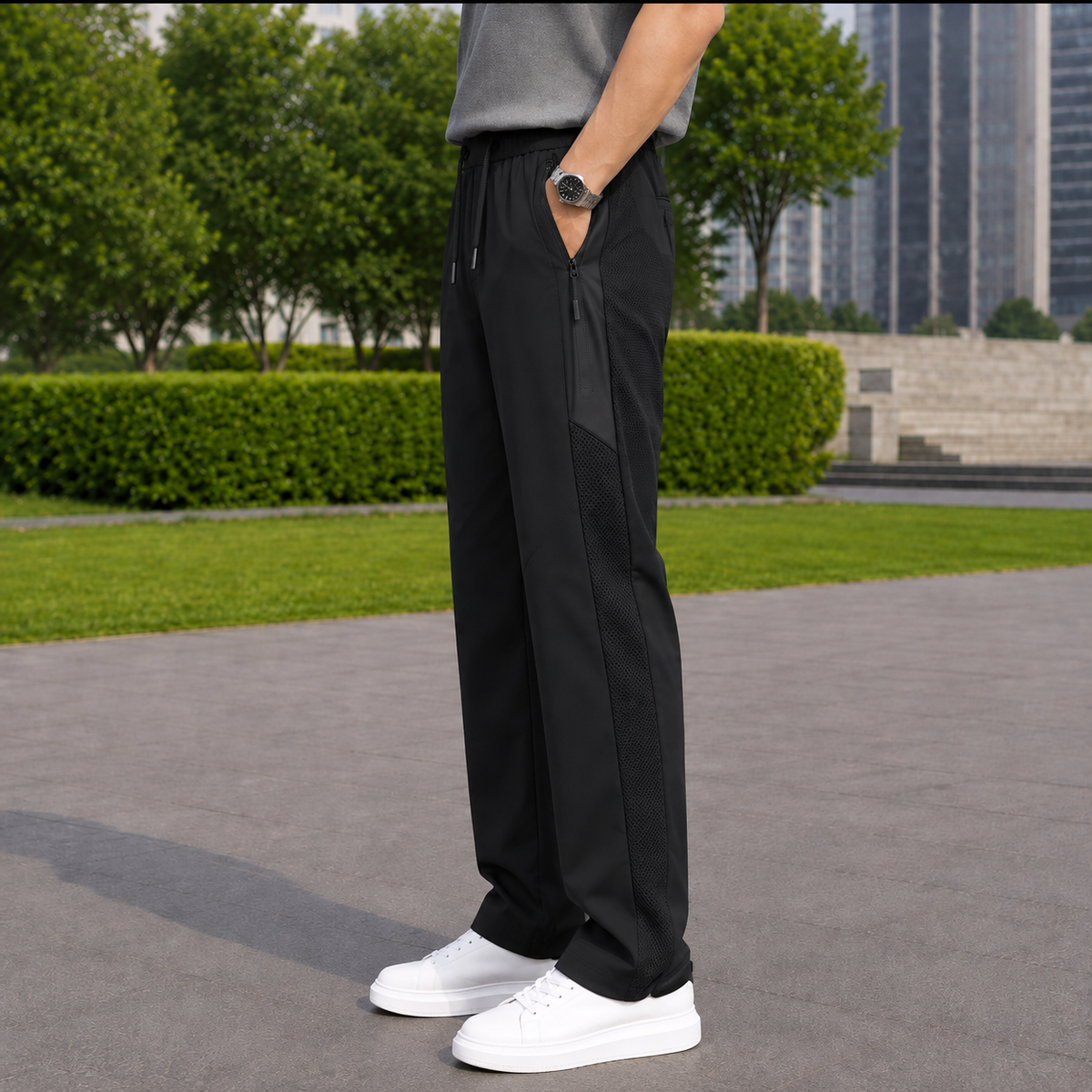 Premium Korean Mesh Pants - BLACK