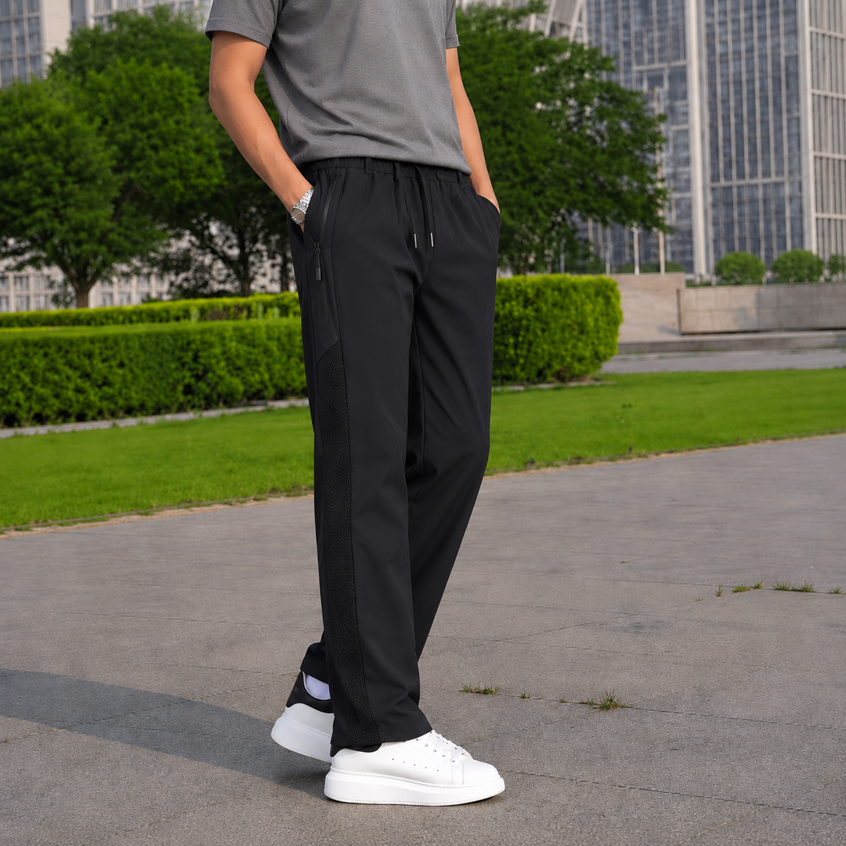 Premium Korean Mesh Pants - BLACK