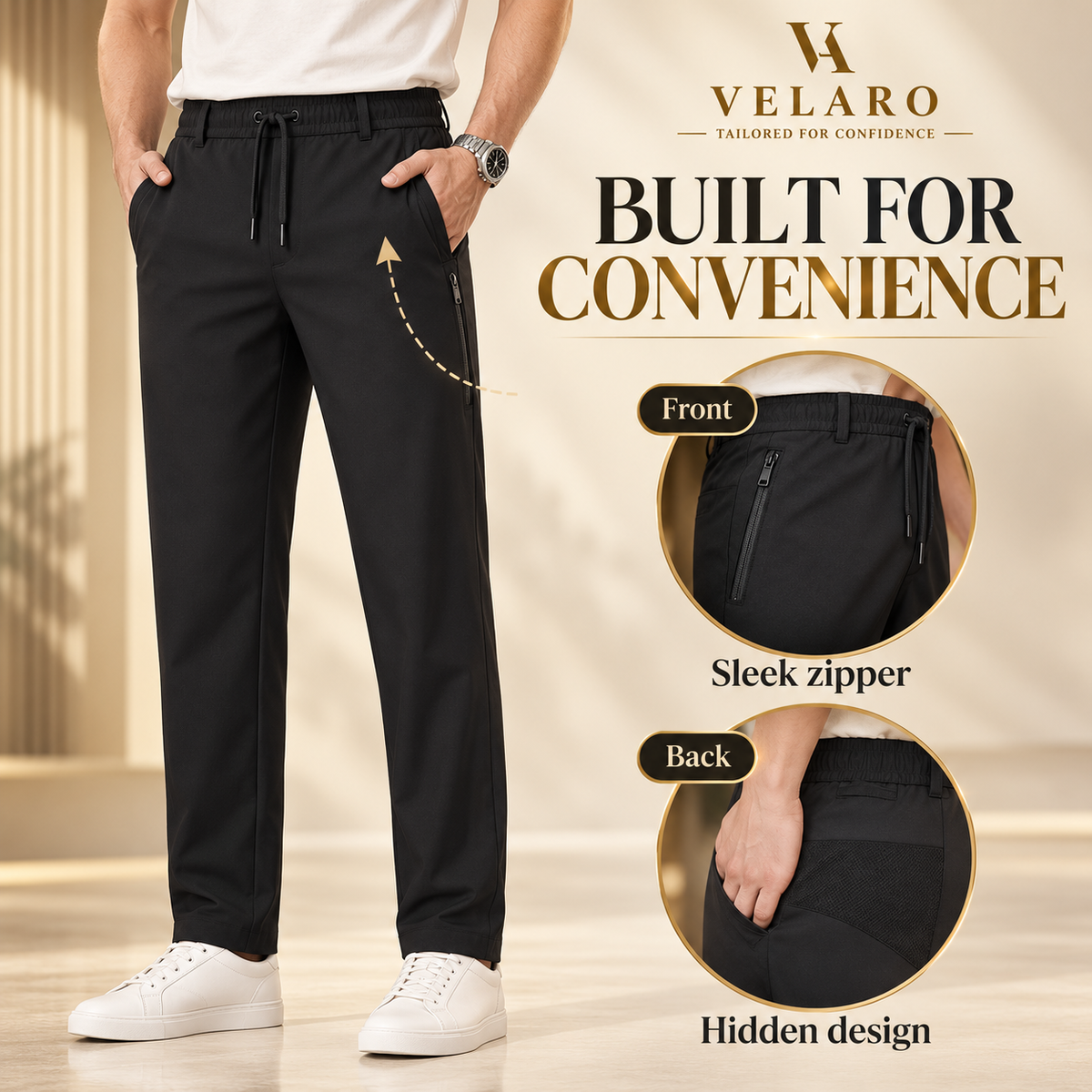 Men's Breathable mesh Panel Casual pants