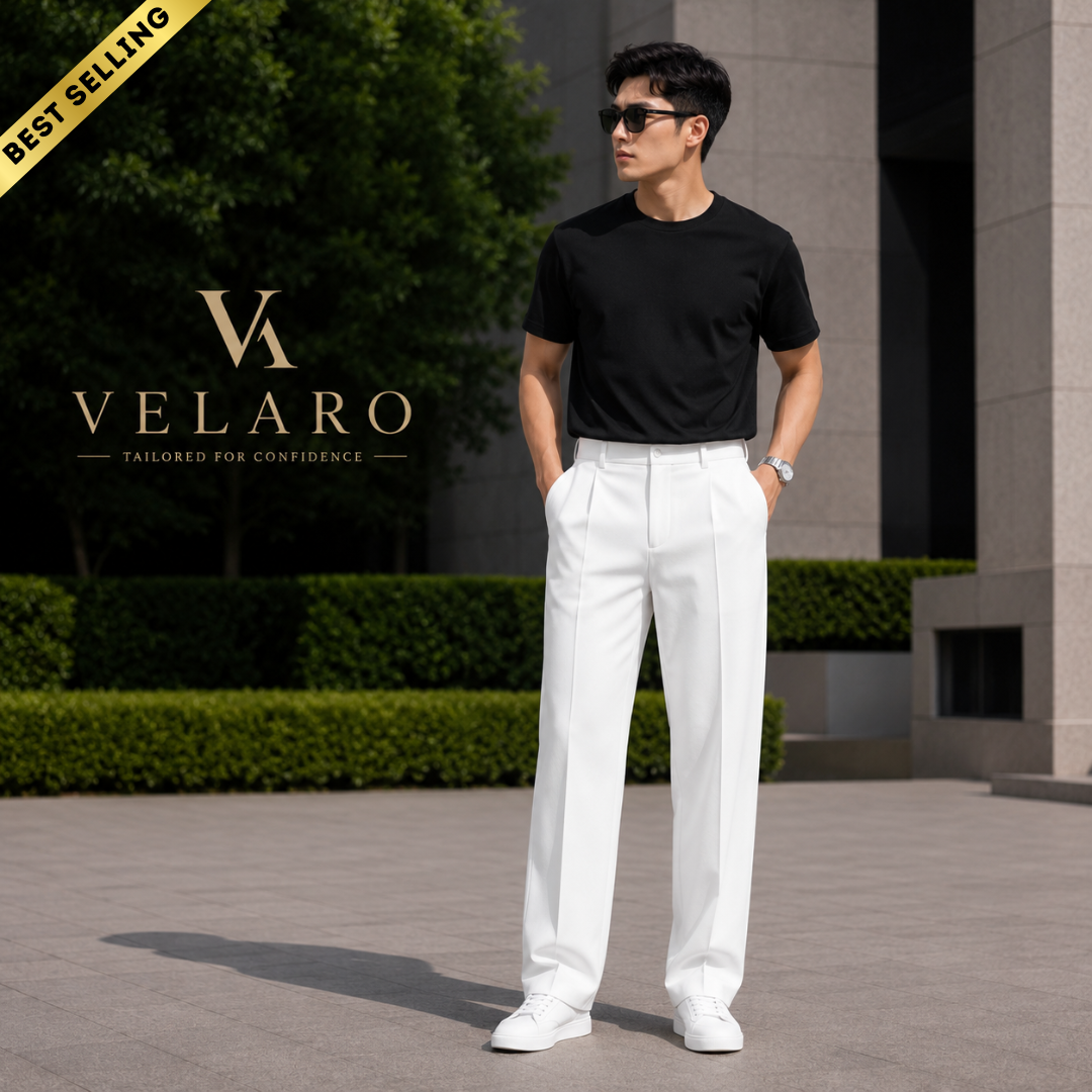 Loose Fit Solid Korean Pants Stretchable (WHITE)