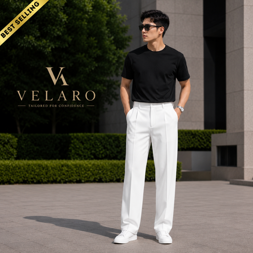 Loose Fit Solid Korean Pants Stretchable (WHITE)
