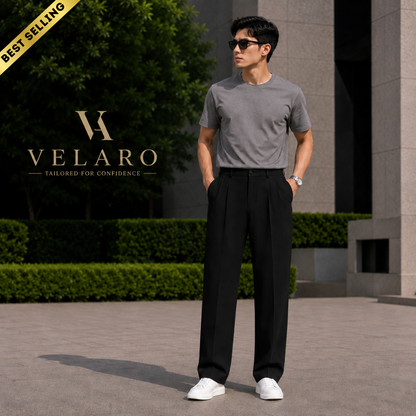 Loose Fit Solid Korean Pants Stretchable (Black)