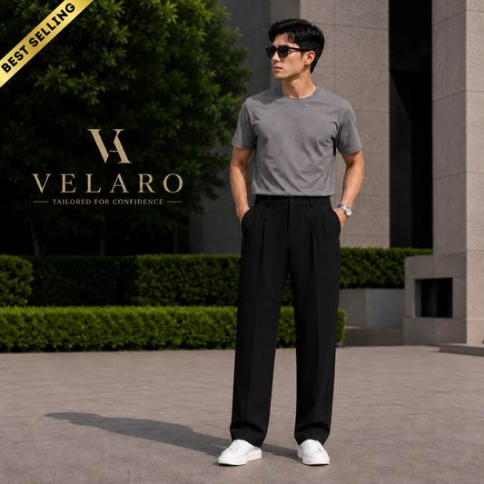 Loose Fit Solid Korean Pants Stretchable (Black)
