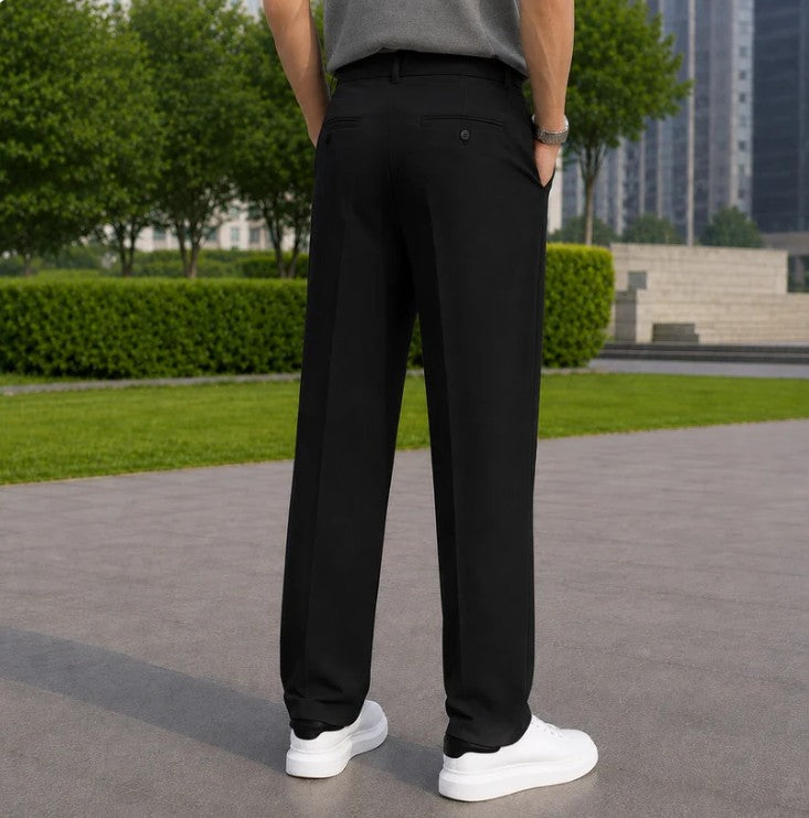 Loose Fit Solid Korean Pants Stretchable (Black) - XXL