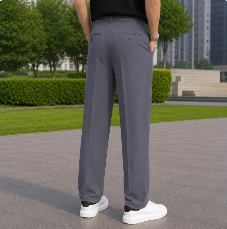 Loose Fit Solid Korean Pants Stretchable (Grey) - XXL