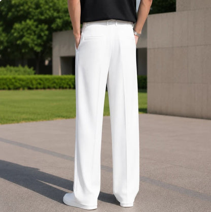 Loose Fit Solid Korean Pants Stretchable (White) - XXL
